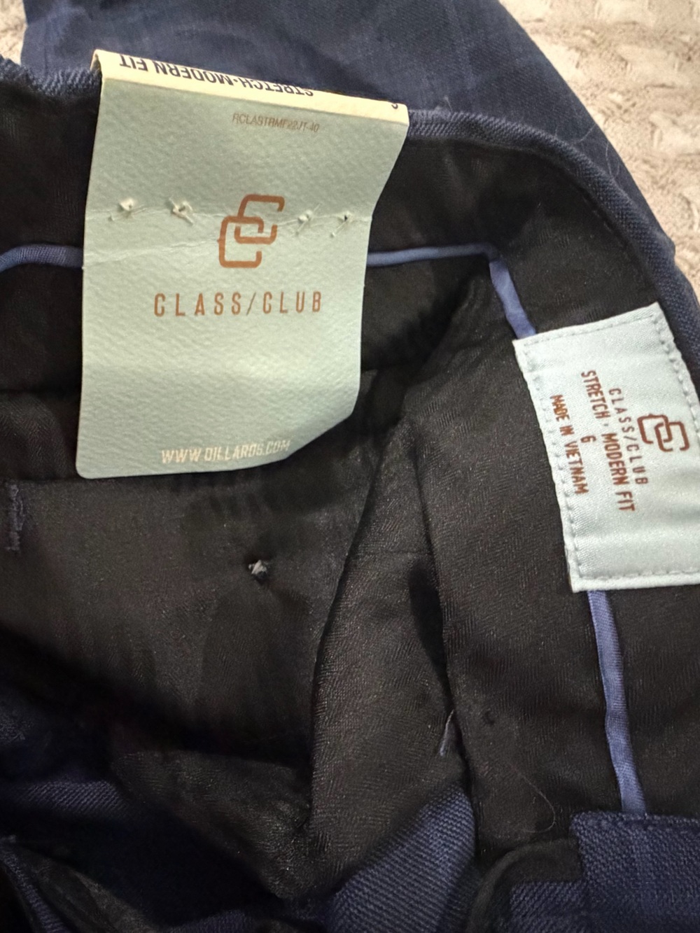 Class Club Navy Jacket with Light Blue Tag